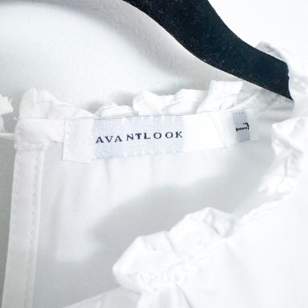 Avantlook Ruffled Silk Top White 100% Silk Eyelet Detail Women's Size L - Picture 5 of 6